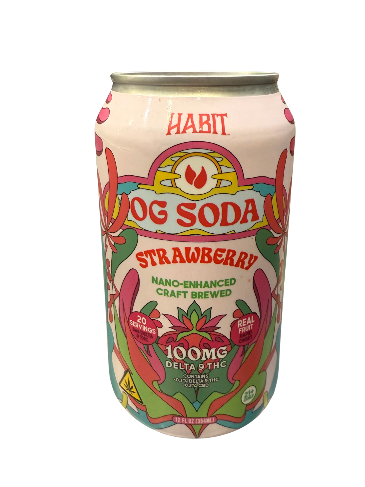 Habit OG Soda 12oz THC Infused Drink / Strawberry / 100mg
